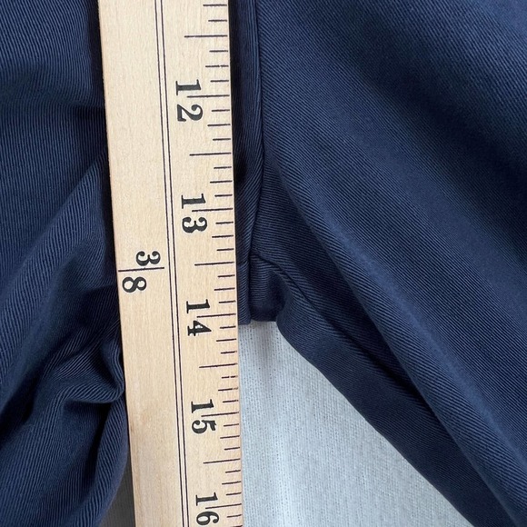 ANTHROPOLOGIE CHINO Jumpsuit Womens 2 Navy Blue Wrap Sleeveless Wide Leg Pockets - Picture 15 of 16